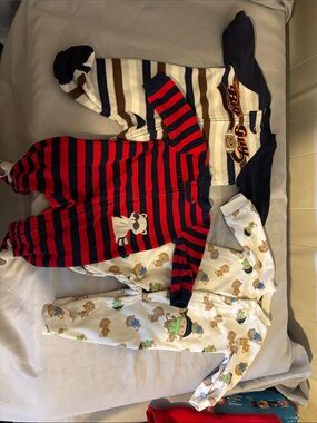 Carter's Red & Navy Striped and Animal Print Footed Sleepers - 3-Pack